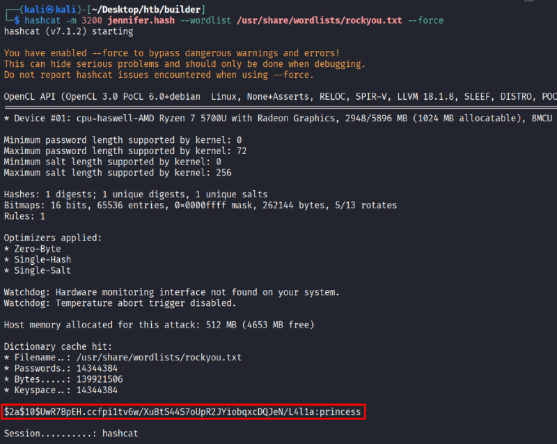 Hashcat password craking