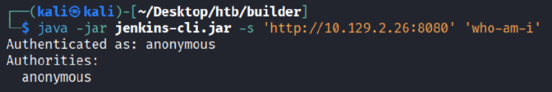 Output comando eseguito con Jenkins CLI