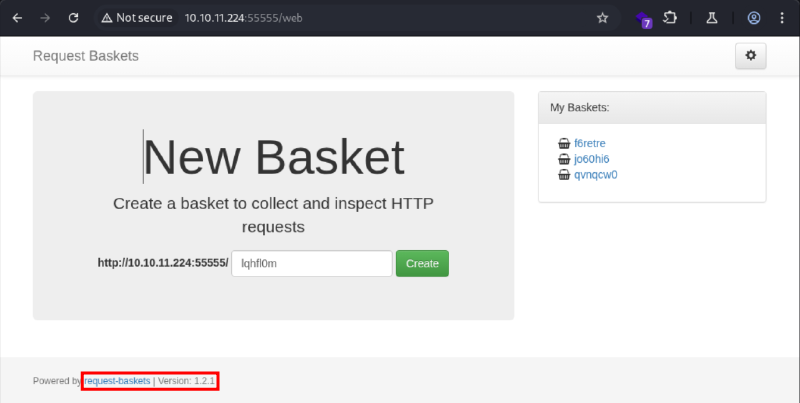 Request Baskets v1.2.1 home page